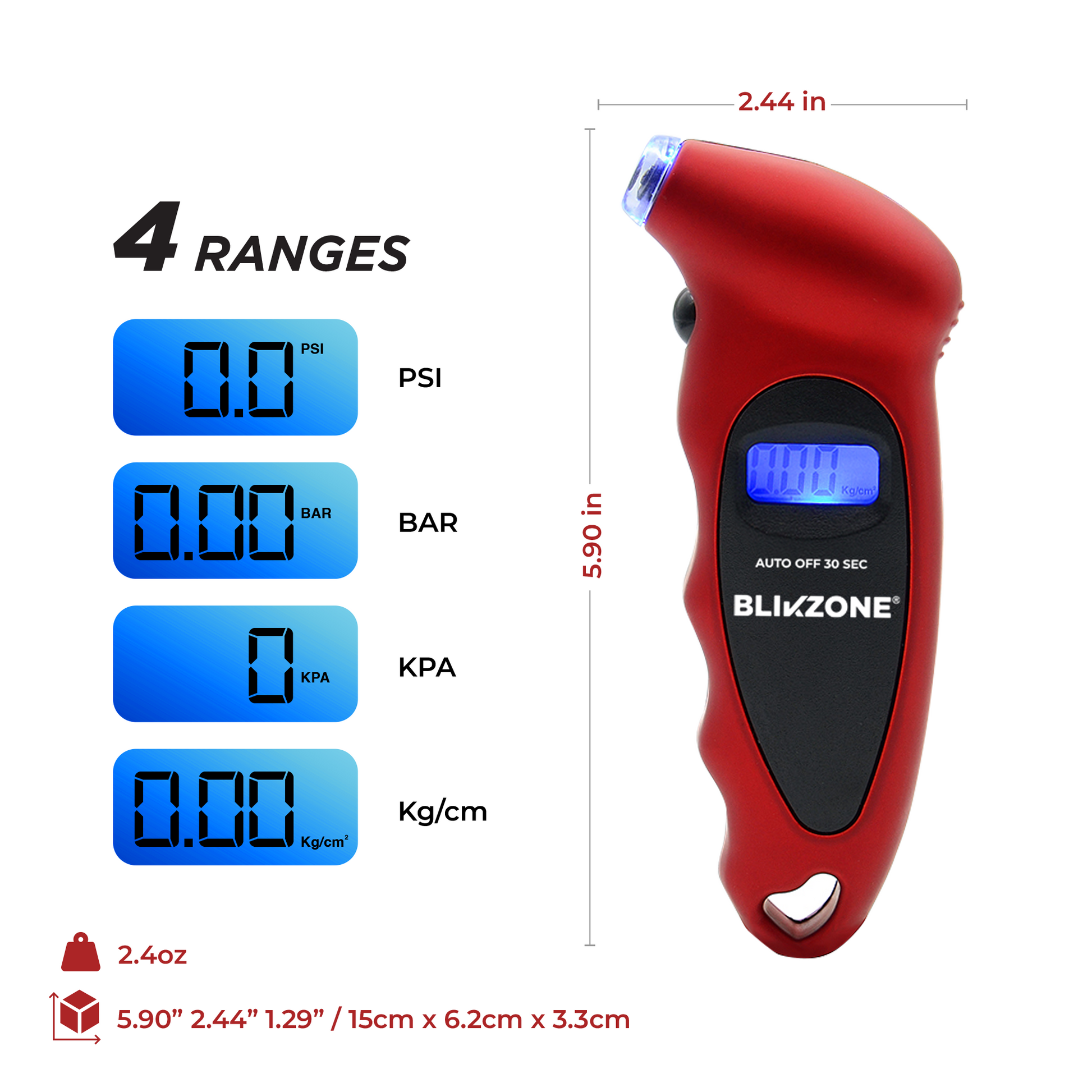 Digital Tire Pressure Gauge Ranges - Blikzone