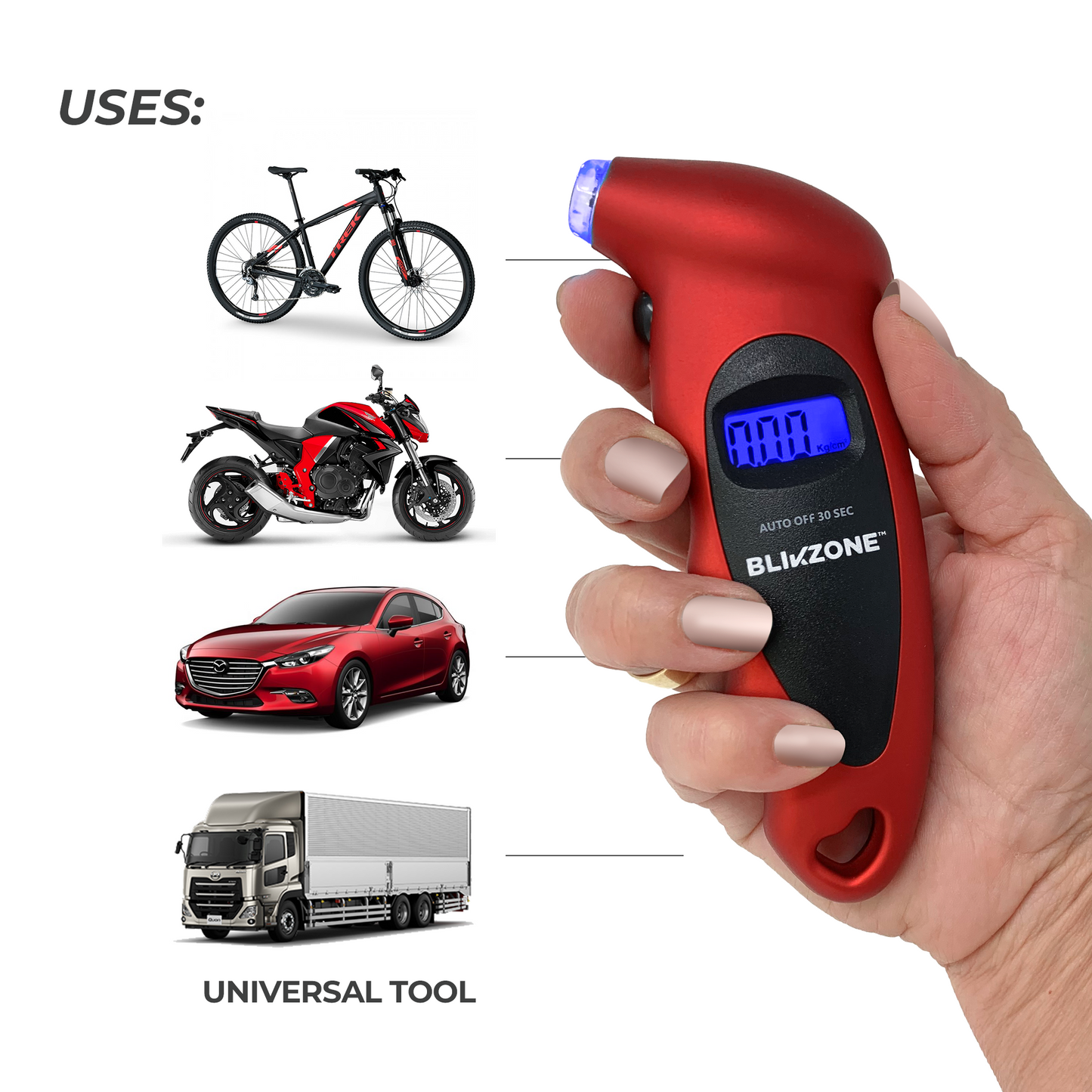 Digital Tire Pressure Gauge uses - Blikzone